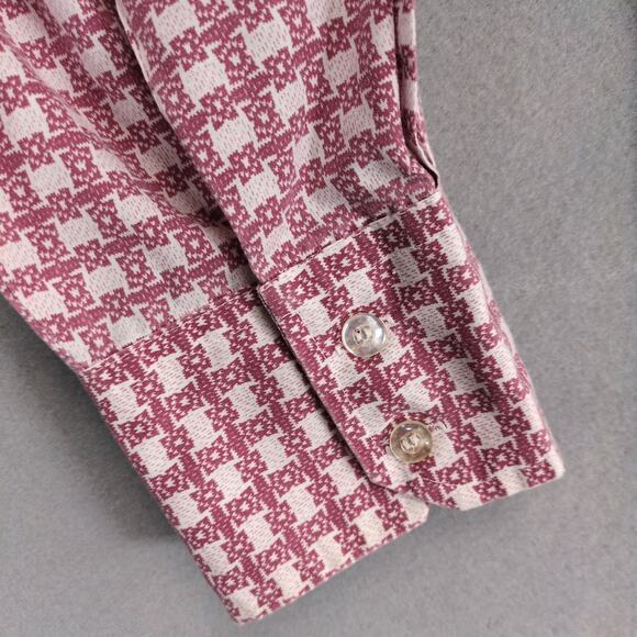 Vintage 80s Demos Men's L Button Up Shirt, Spread Pointed Collar Geometric Korea - Picture 4 of 6